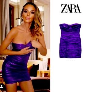 NWT Zara Purple Midi Halter Dress Size L